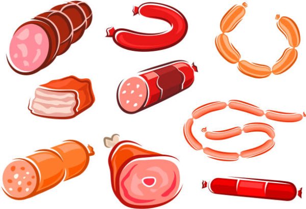 Колбаса сосиски вектор