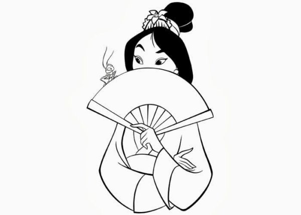 Мулан в кимоно раскраска