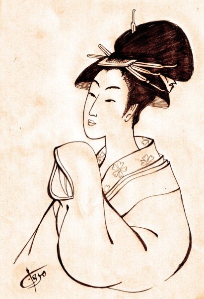 Японец портрет карандашом