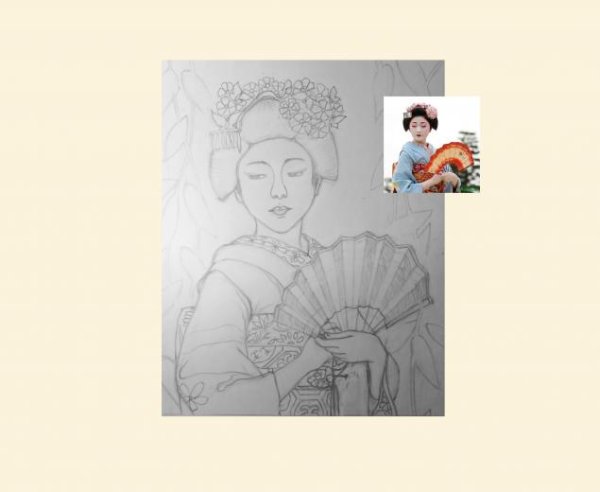 Образ японской женщины рисование