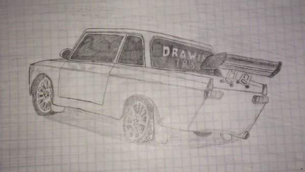 Рисунок машины Москвич карандашом
