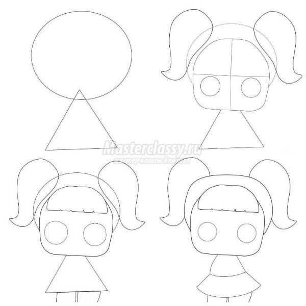 Куколки ЛОЛ рисование пошаговый