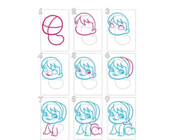 Поэтапное рисование Эльзы