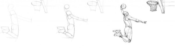 Рисование баскетболиста в движении
