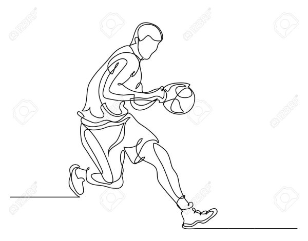 Контурный рисунок баскетбол