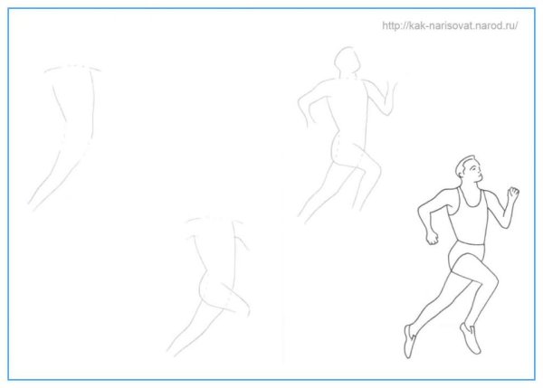 Поэтапный рисунок человека в движении