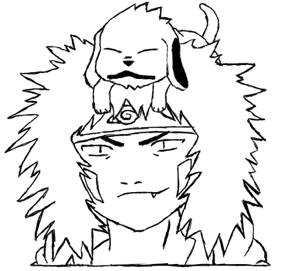 Киба и Акамару раскраска