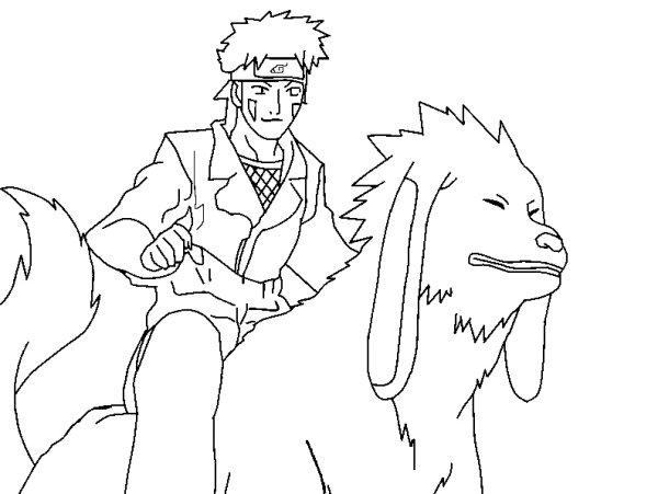 Киба и Акамару раскраска