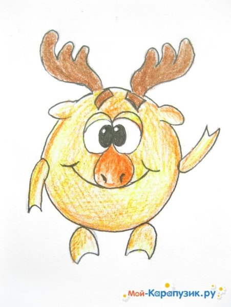 Лосяш из смешариков карандашом