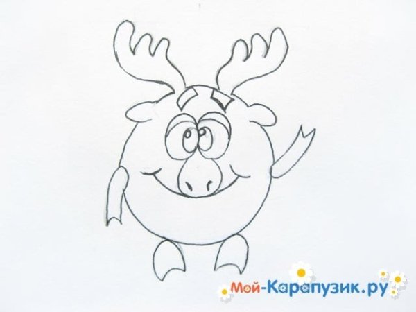 Рисование поэтапно Лосяша