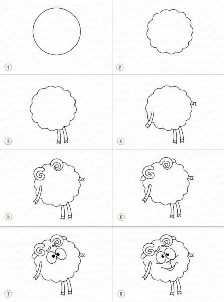 Нарисовать Бараша из смешариков поэтапно