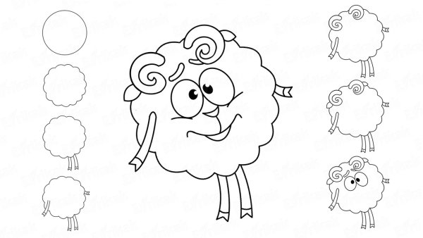 Нарисовать Бараша из смешариков поэтапно