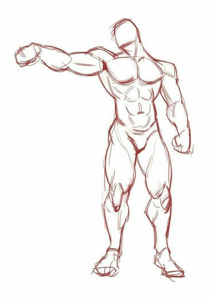 Накаченное тело карандашом