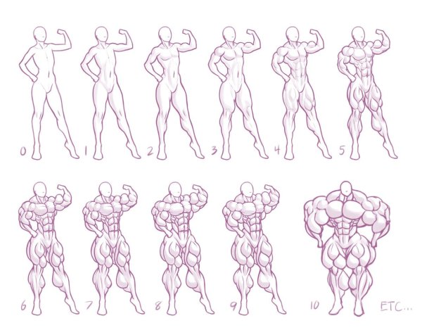 Мускулистые позы для рисования