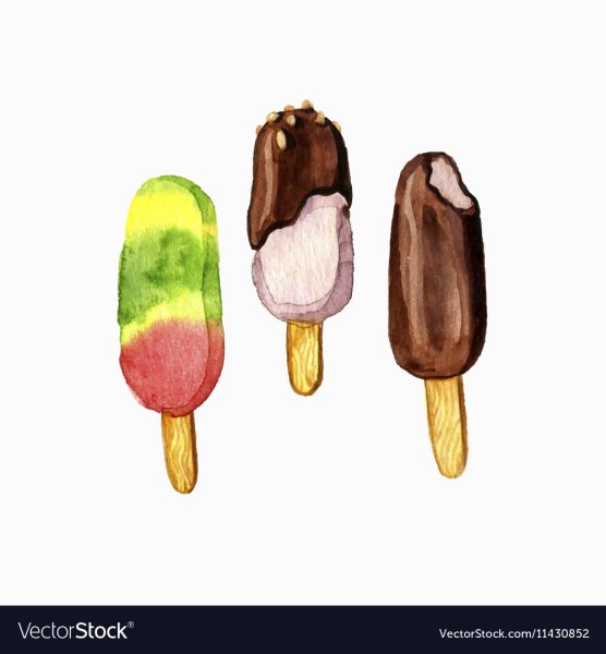 Эскимо на палочке акварелью