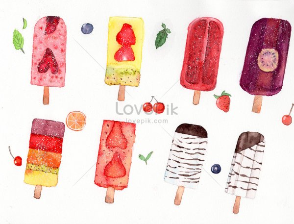 Эскимо акварельный рисунок