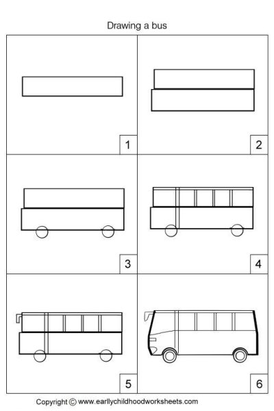 Поэтапное рисование автобуса