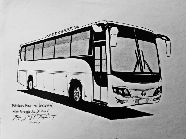 Автобус рисунок карандашом