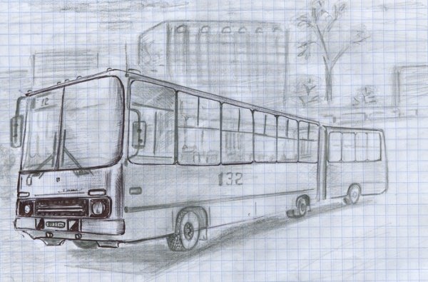 Автобус карандашом