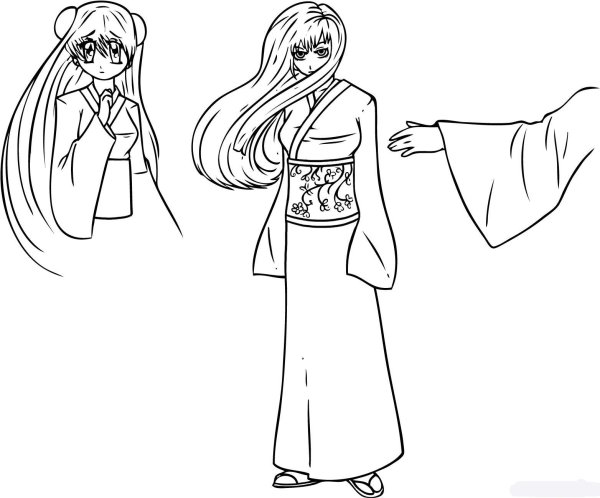 Кимоно карандашом