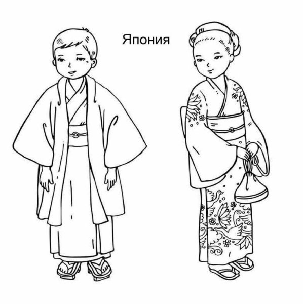 Кимоно раскраска