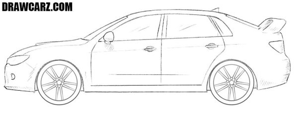 Субару WRX STI 2007 скетч сбоку