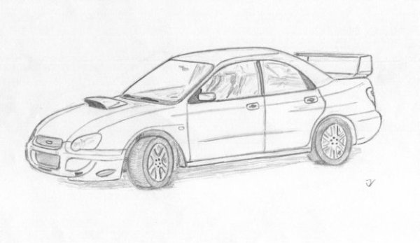 Субару WRX STI 2007 скетч сбоку