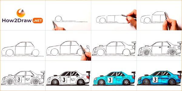 Субару WRX STI 2007 скетч сбоку