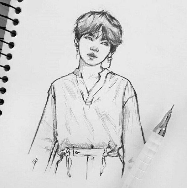 БТС карандашом Юнги