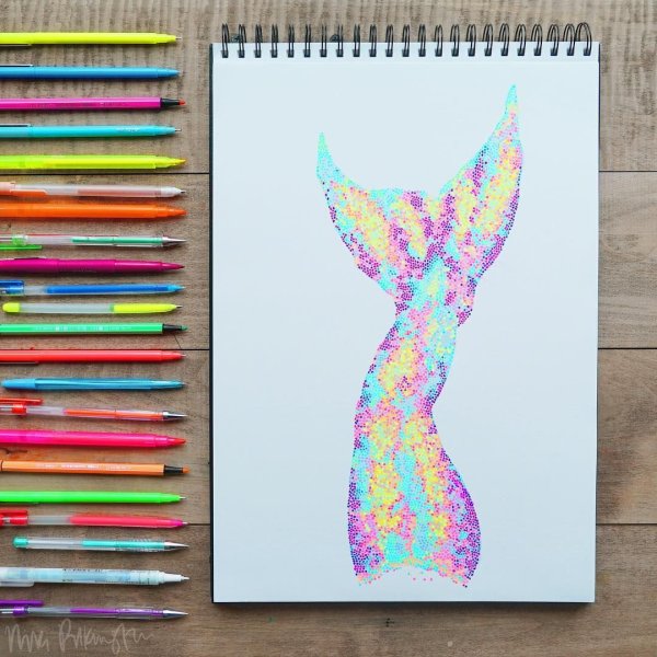 Рисунки неоновыми карандашами