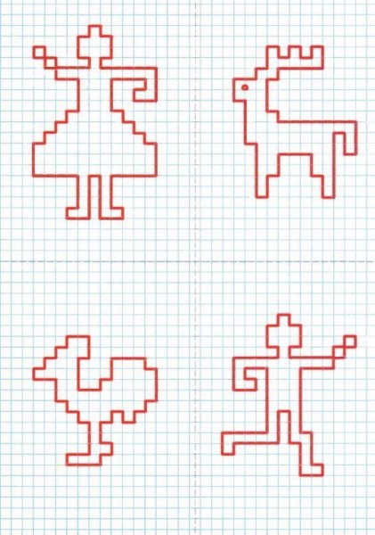 Рисунки в клеточку в тетради