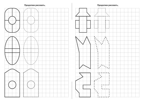 Повтори рисунок по клеточкам для 1 класса