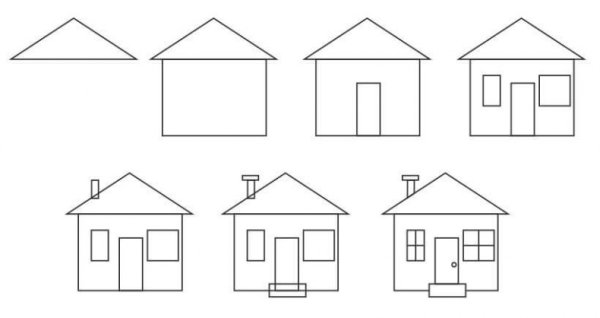 Поэтапное рисование дом