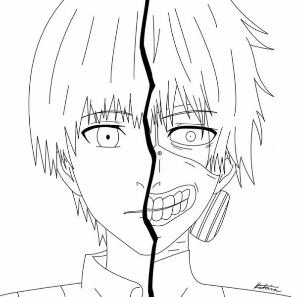 Раскраска аниме Канеки Кен