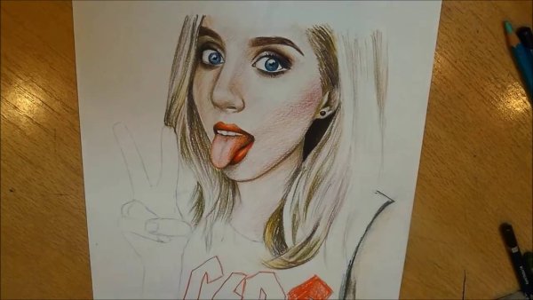 Катя Клэп портрет карандашом