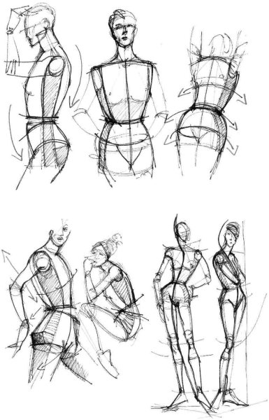 Конструктивные Наброски фигуры человека