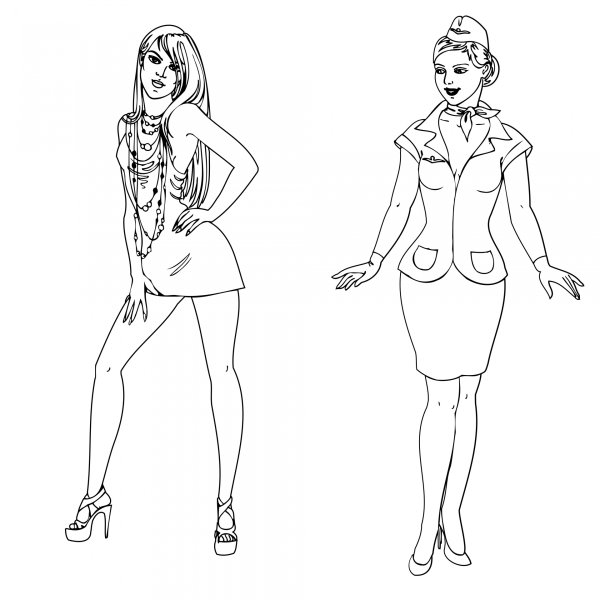 Стюардесса раскраска