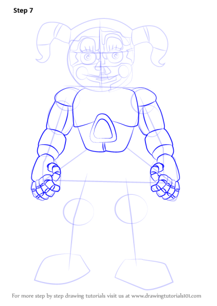 Нарисовать бейби из ФНАФ простым карандашом