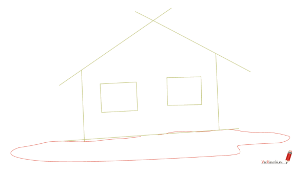 Этапы рисование избушки