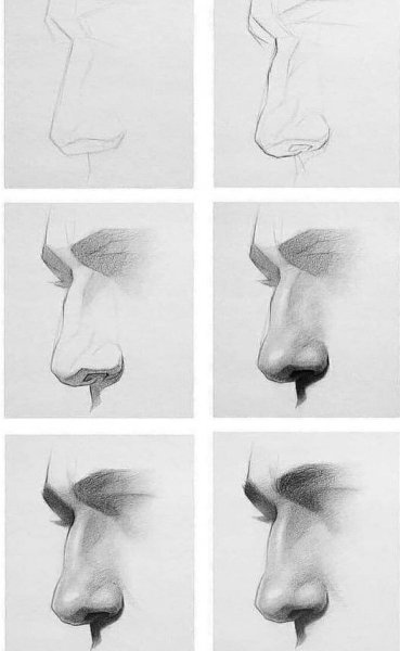 Рисование носа в разных ракурсах