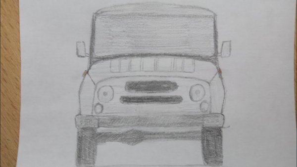 УАЗ Буханка спереди нарисовать