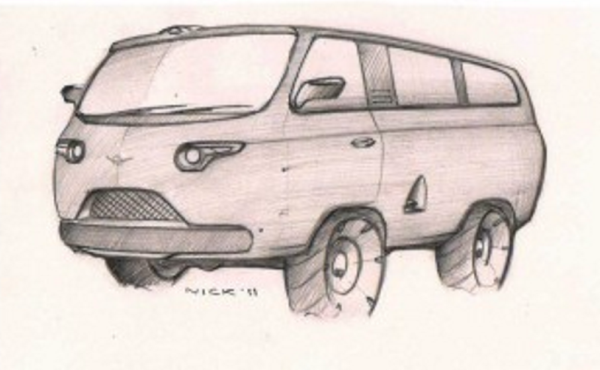 УАЗ Буханка рисунок карандашом спереди