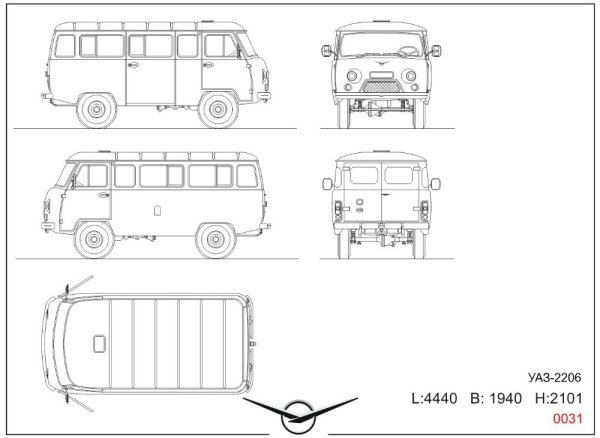 УАЗ 452 чертеж