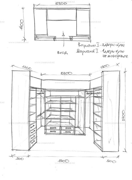 Чертеж гардеробной 2 на 2