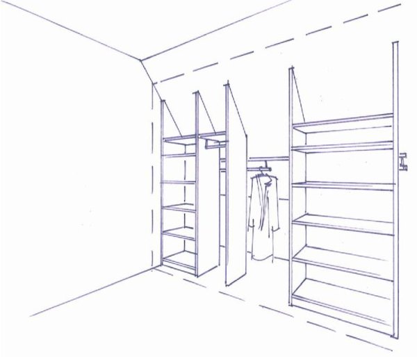 Эскиз гардеробной с мансардой