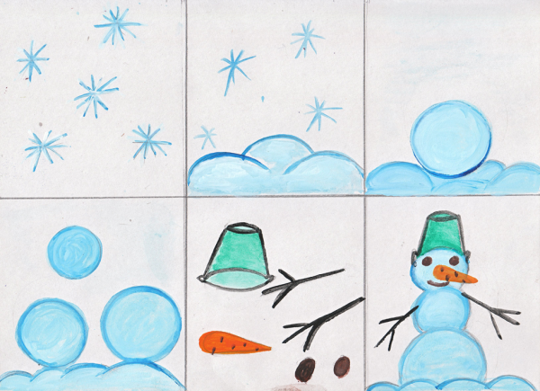 Алгоритм рисования снеговика в средней группе