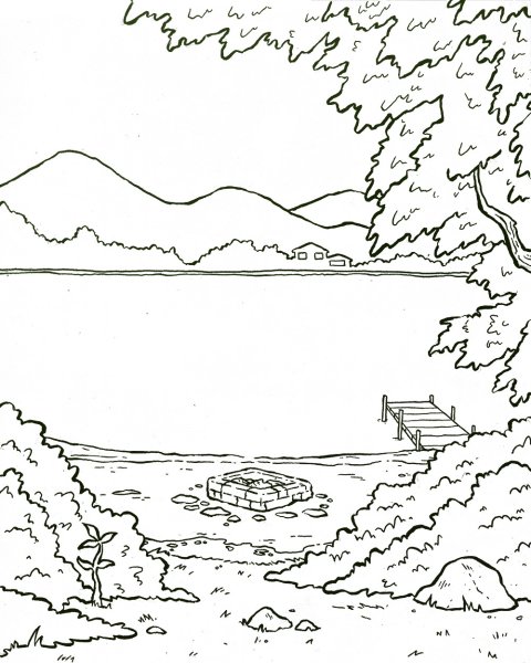 Озеро карандашом