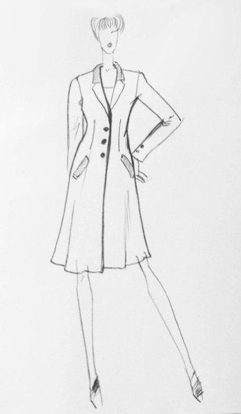 Нарисовать пальто карандашом