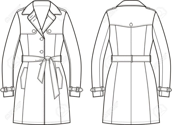 Женский тренч технический эскиз
