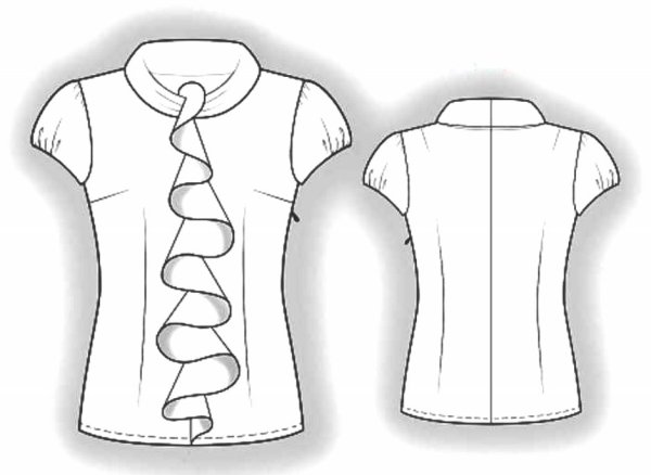 Технический эскиз блузки с воланом